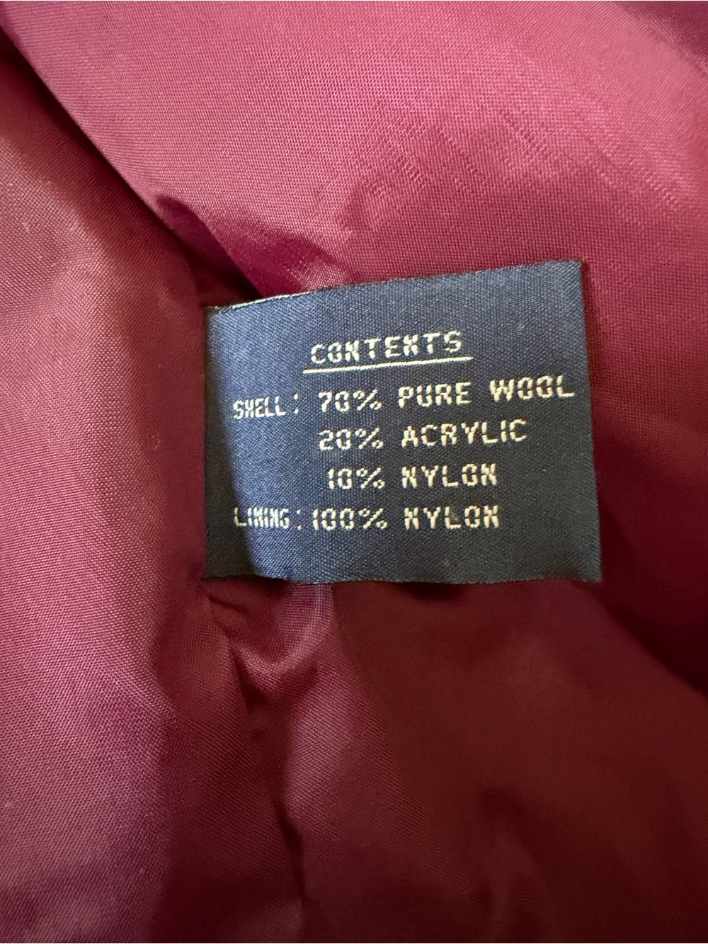 Vintage Colorblock Wool Pea Coat - Burgundy, Forest Green & Navy - Picture 7 of 8